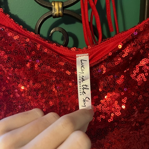 Red sequins lucy in the sky homecoming dress size small - Picture 2 of 2
